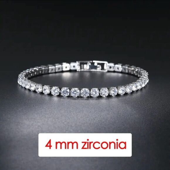 New Hip Hop Iced Out 3/5mm Crystal Tennis Bracelet for Men - Picture 4 of 4